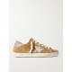 Super-Star distressed glittered leather-trimmed suede sneakers Super-Star distressed glittered leather-trimmed suede sneakers