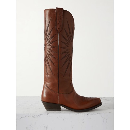 Wish Star embroidered leather cowboy boots Wish Star embroidered leather cowboy boots