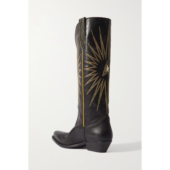 Wish Star embroidered distressed leather cowboy boots Wish Star embroidered distressed leather cowboy boots