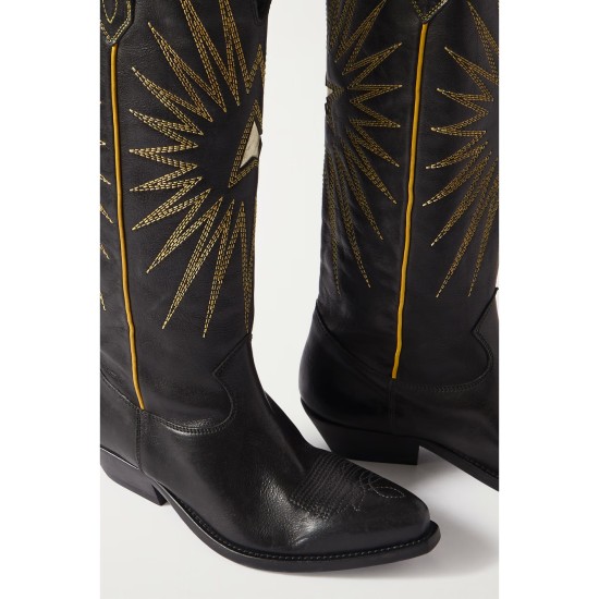 Wish Star embroidered distressed leather cowboy boots Wish Star embroidered distressed leather cowboy boots