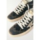 Mid Star suede and leather-trimmed distressed glittered faux leather sneakers Mid Star suede and leather-trimmed distressed glittered faux leather sneakers