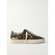 Soul-Star distressed leather-trimmed leopard-print calf hair sneakers Soul-Star distressed leather-trimmed leopard-print calf hair sneakers