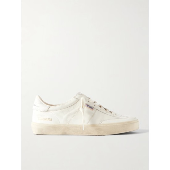 Soul-Star logo-print distressed leather sneakers Soul-Star logo-print distressed leather sneakers