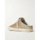 Super-Star Sabot distressed leather-trimmed glittered suede slip-on sneakers Super-Star Sabot distressed leather-trimmed glittered suede slip-on sneakers