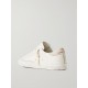 Super-Star raffia-trimmed distressed leather sneakers Super-Star raffia-trimmed distressed leather sneakers