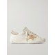 Super-Star raffia-trimmed distressed leather sneakers Super-Star raffia-trimmed distressed leather sneakers