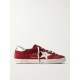 Super-star distressed metallic leather-trimmed suede sneakers Super-star distressed metallic leather-trimmed suede sneakers