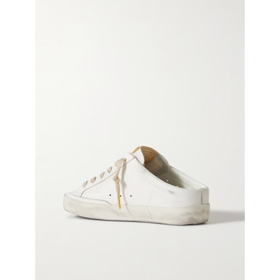 Super-Star Sabot distressed embellished leather slip-on sneakers Super-Star Sabot distressed embellished leather slip-on sneakers