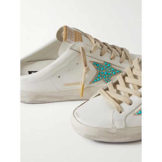 Super-Star Sabot distressed embellished leather slip-on sneakers Super-Star Sabot distressed embellished leather slip-on sneakers