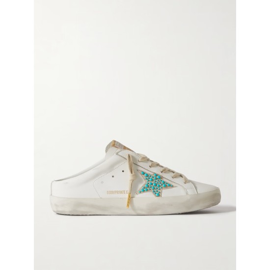 Super-Star Sabot distressed embellished leather slip-on sneakers Super-Star Sabot distressed embellished leather slip-on sneakers
