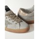 Super-Star suede and metallic leather-trimmed distressed canvas sneakers Super-Star suede and metallic leather-trimmed distressed canvas sneakers