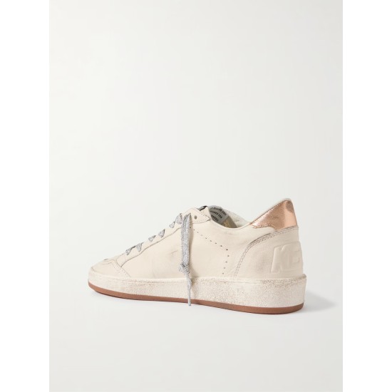 Ball Star distressed suede-trimmed leather sneakers Ball Star distressed suede-trimmed leather sneakers