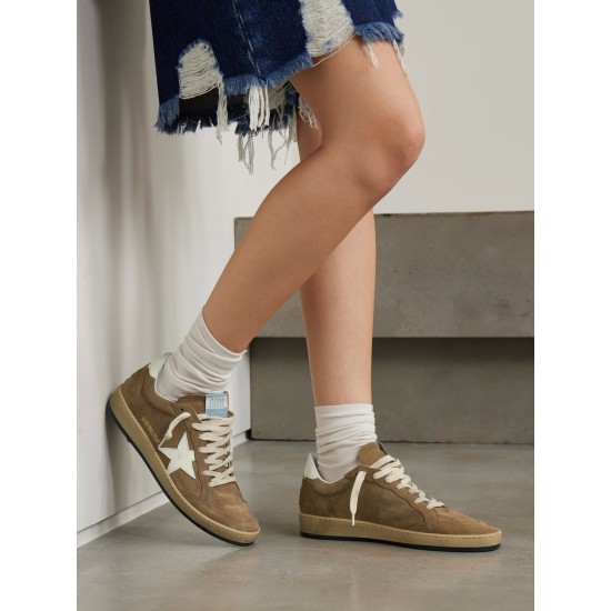 Ball Star distressed leather-trimmed suede sneakers Ball Star distressed leather-trimmed suede sneakers