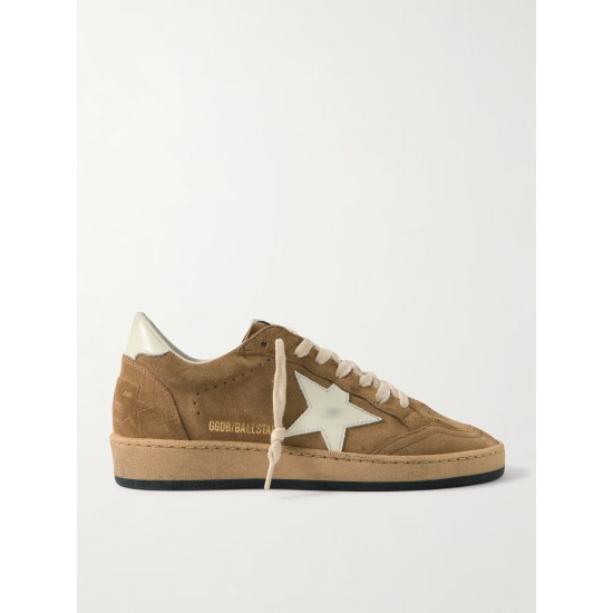 Ball Star distressed leather-trimmed suede sneakers Ball Star distressed leather-trimmed suede sneakers