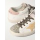 Super-Star distressed suede-trimmed glittered leather sneakers Super-Star distressed suede-trimmed glittered leather sneakers