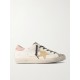 Super-Star distressed suede-trimmed glittered leather sneakers Super-Star distressed suede-trimmed glittered leather sneakers