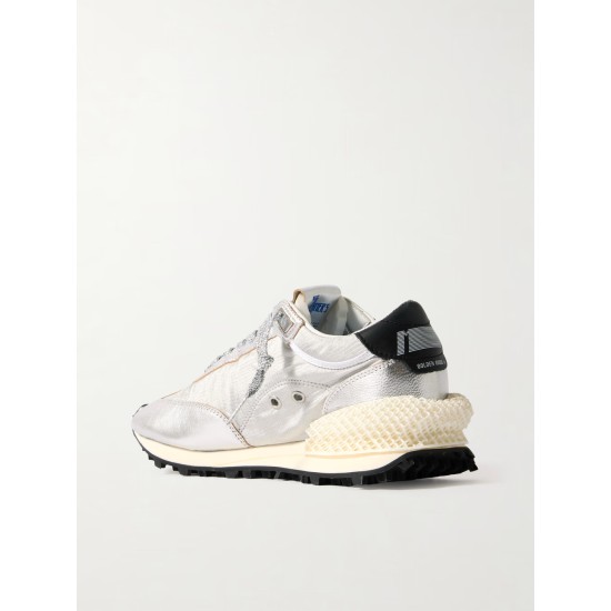 Running Marathon metallic rubber and leather-trimmed ripstop sneakers Running Marathon metallic rubber and leather-trimmed ripstop sneakers