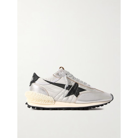 Running Marathon metallic rubber and leather-trimmed ripstop sneakers Running Marathon metallic rubber and leather-trimmed ripstop sneakers