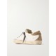 Super-Star distressed suede-trimmed glittered leather sneakers Super-Star distressed suede-trimmed glittered leather sneakers