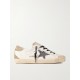 Super-Star distressed suede-trimmed glittered leather sneakers Super-Star distressed suede-trimmed glittered leather sneakers