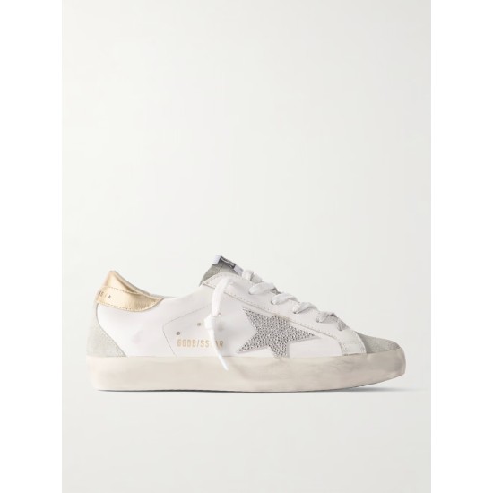 Super-Star embellished distressed suede and leather sneakers Super-Star embellished distressed suede and leather sneakers