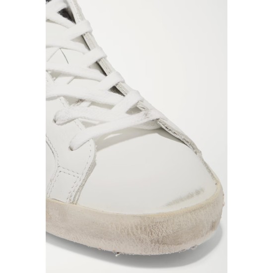 Superstar distressed glittered leather sneakers Superstar distressed glittered leather sneakers