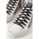 Slide distressed suede-trimmed leather and Lurex high-top sneakers Slide distressed suede-trimmed leather and Lurex high-top sneakers