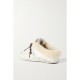 Superstar Sabot shearling-lined distressed leather and suede slip-on sneakers Superstar Sabot shearling-lined distressed leather and suede slip-on sneakers