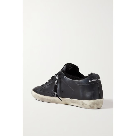 Superstar shearling-lined distressed leather sneakers Superstar shearling-lined distressed leather sneakers