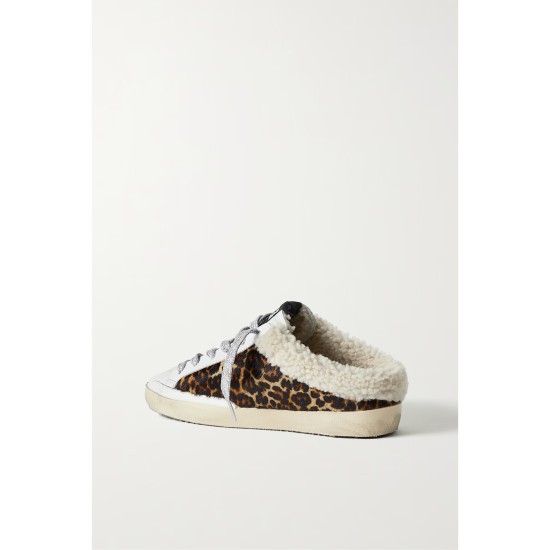 Superstar Sabot shearling-lined distressed leopard-print calf hair and leather slip-on sneakers Superstar Sabot shearling-lined distressed leopard-print calf hair and leather slip-on sneakers