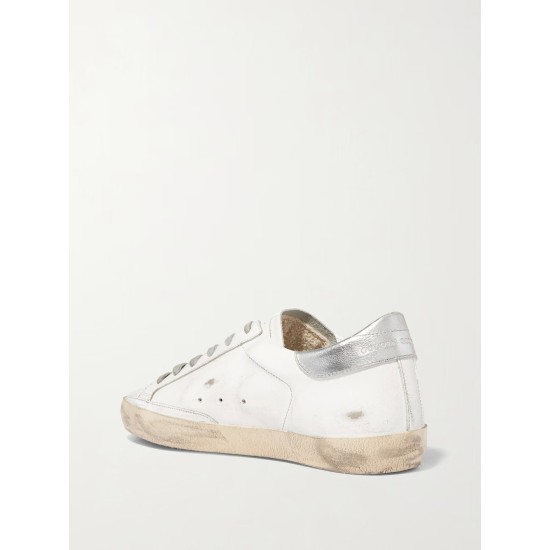 Superstar glittered distressed leather sneakers Superstar glittered distressed leather sneakers