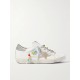 Superstar bead-embellished distressed leather and suede sneakers Superstar bead-embellished distressed leather and suede sneakers