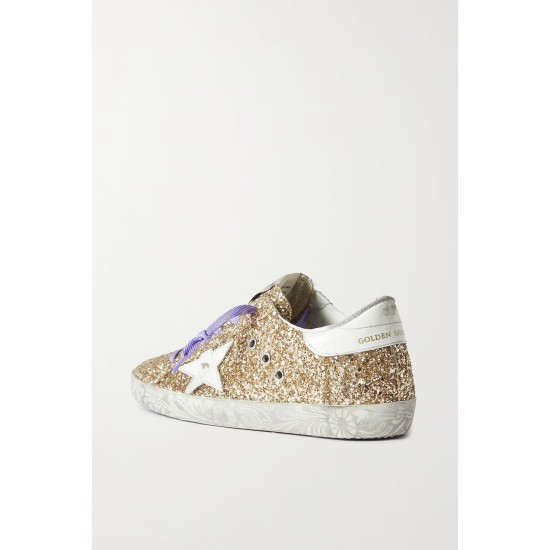 Super-Star distressed glittered leather sneakers Super-Star distressed glittered leather sneakers