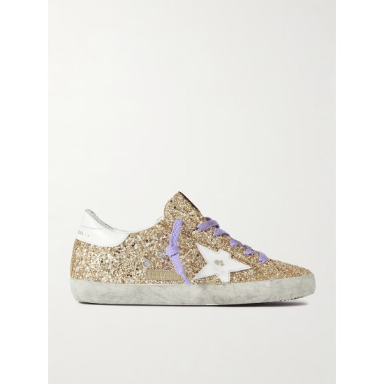 Super-Star distressed glittered leather sneakers Super-Star distressed glittered leather sneakers