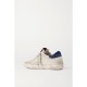 Superstar denim-trimmed distressed snake-effect leather and suede sneakers Superstar denim-trimmed distressed snake-effect leather and suede sneakers