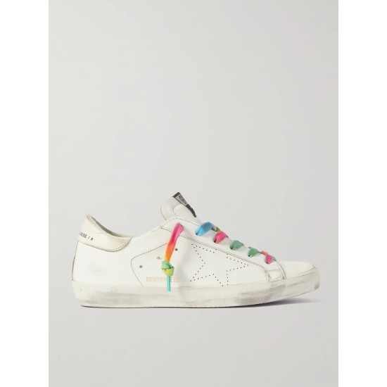 Superstar perforated distressed leather sneakers Superstar perforated distressed leather sneakers