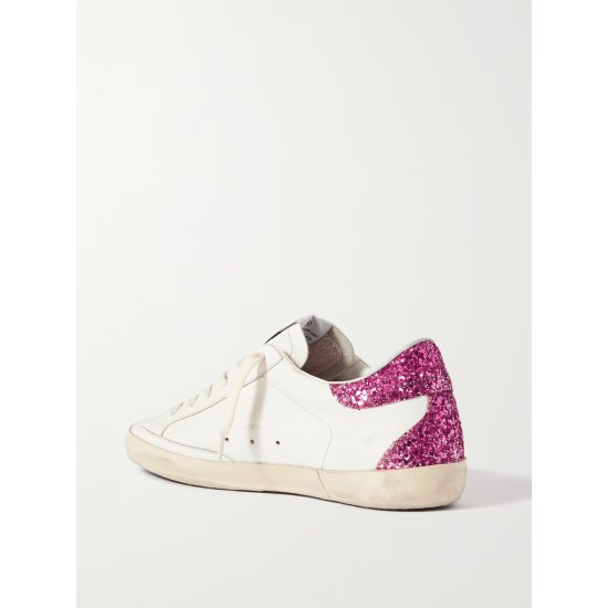Superstar distressed glittered leather sneakers Superstar distressed glittered leather sneakers