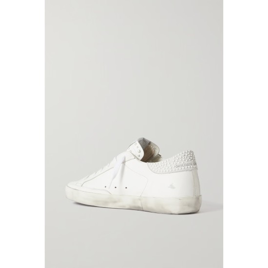 Super-Star embellished distressed glittered leather sneakers Super-Star embellished distressed glittered leather sneakers