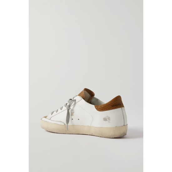 Superstar glittered distressed leather and suede sneakers Superstar glittered distressed leather and suede sneakers