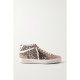 Mid Star distressed leather-trimmed leopard-print suede sneakers Mid Star distressed leather-trimmed leopard-print suede sneakers