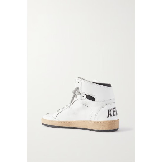 Sky-Star distressed printed leather high-top sneakers Sky-Star distressed printed leather high-top sneakers
