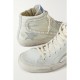 Slide embellished distressed glittered leather and suede high-top sneakers Slide embellished distressed glittered leather and suede high-top sneakers