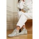 Slide embellished distressed glittered leather and suede high-top sneakers Slide embellished distressed glittered leather and suede high-top sneakers