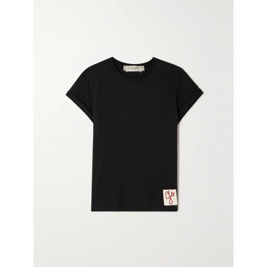 Appliquéd distressed cotton-jersey T-shirt Appliquéd distressed cotton-jersey T-shirt