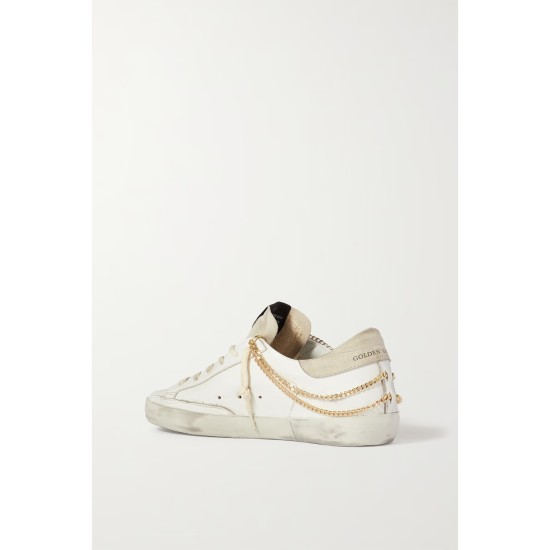 Superstar chain-embellished distressed leather and suede sneakers Superstar chain-embellished distressed leather and suede sneakers
