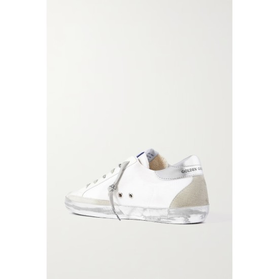 Superstar distressed suede and leather-trimmed canvas sneakers Superstar distressed suede and leather-trimmed canvas sneakers