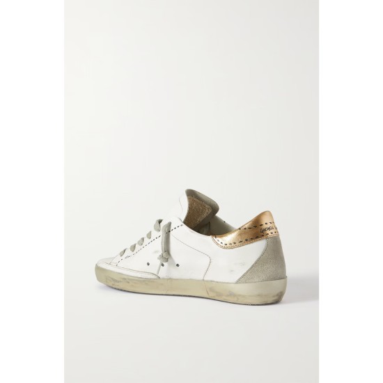 Superstar distressed suede-trimmed printed leather sneakers Superstar distressed suede-trimmed printed leather sneakers