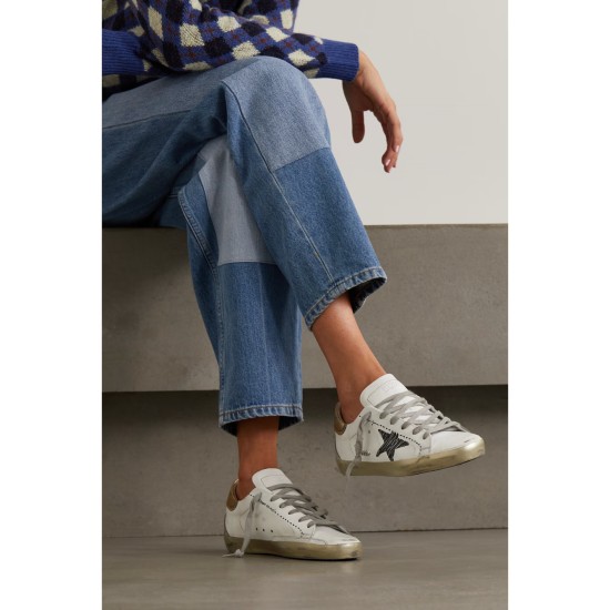 Superstar distressed suede-trimmed printed leather sneakers Superstar distressed suede-trimmed printed leather sneakers